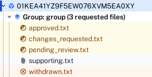 Request file icons during independent review - researcher's view